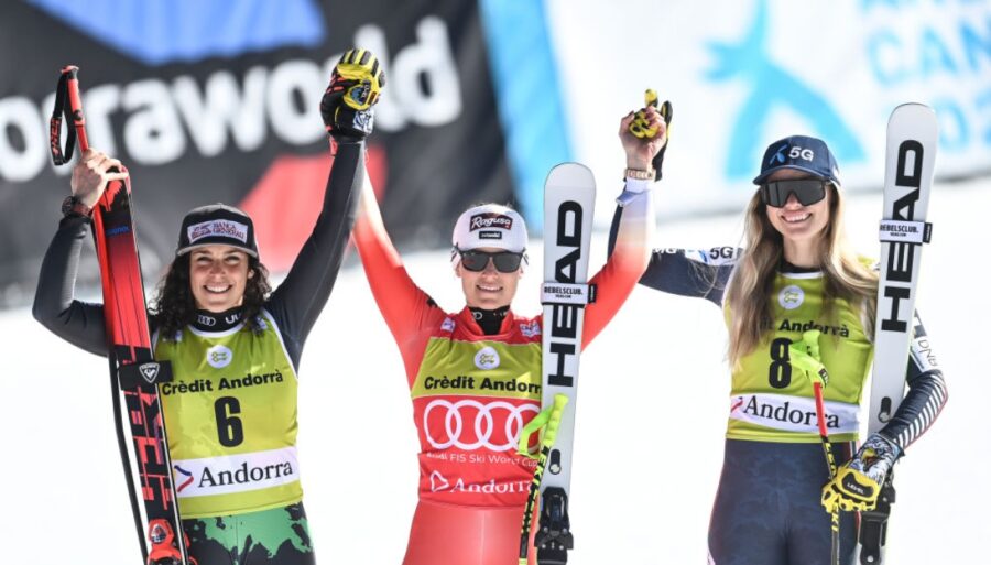 Lara Gut-Behrami se burla de Elena Curtoni y Federica Brignone