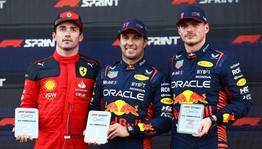 F1, Bakú: Pérez gana la Carrera Sprint. Leclerc segundo, por delante de Verstappen.