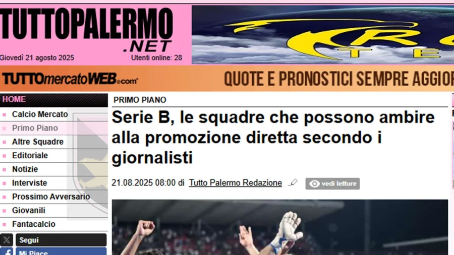 Serie B, sondeo de TuttoPalermo: los favoritos según los periodistas
